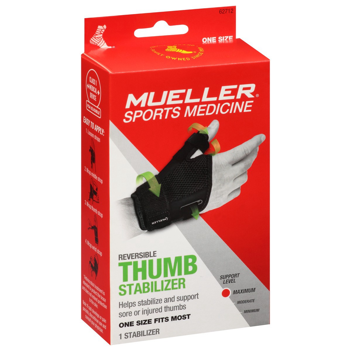 slide 2 of 9, Mueller Maximum Reversible Thumb Stabilizer 1 ea Box, 1 ct