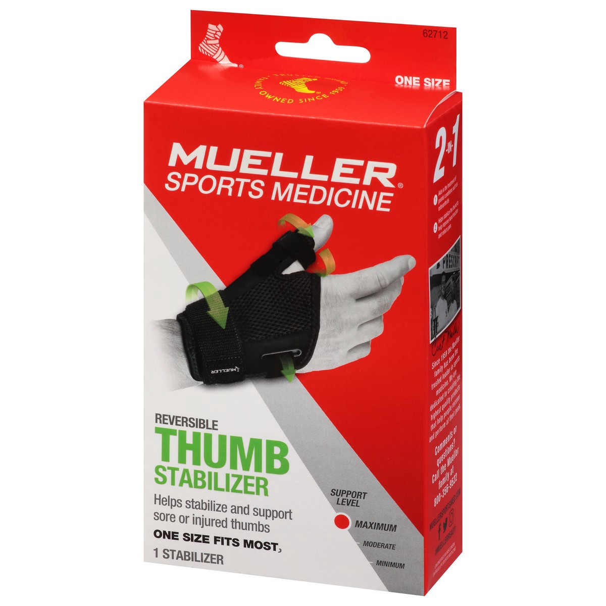 slide 3 of 9, Mueller Maximum Reversible Thumb Stabilizer 1 ea Box, 1 ct