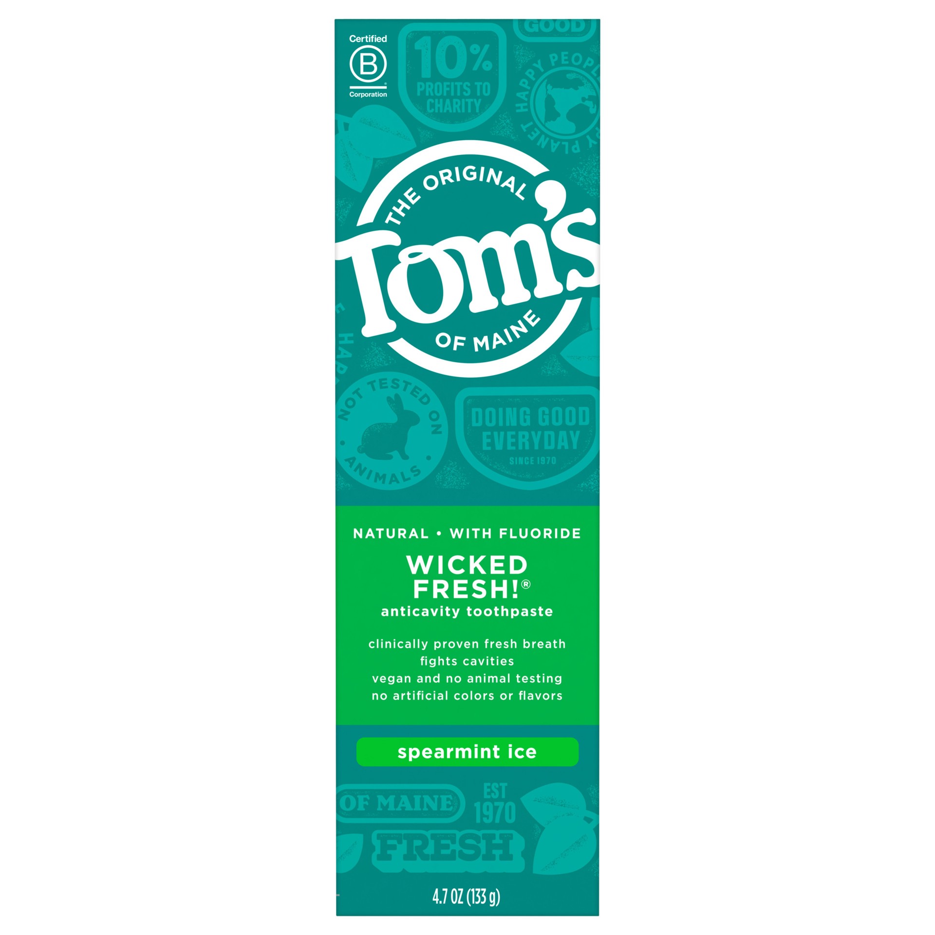 slide 2 of 5, Tom's of Maine Wicked Fresh! Natural Toothpaste With Fluoride, Spearmint Ice, 4.7 oz., 4.7 oz