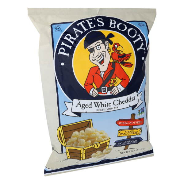 slide 1 of 1, Pirate Brands White Cheddar Puffs, 10 oz