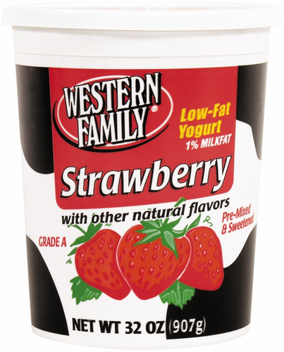 slide 1 of 1, Western Family Low Fat Strawberry Yogurt, 32 oz