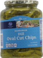 slide 1 of 1, Kroger Hamburger Dill Pickles - Oval Cut Chips, 32 oz