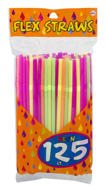 slide 1 of 1, LaMi Neon Flex Straw, 125 ct