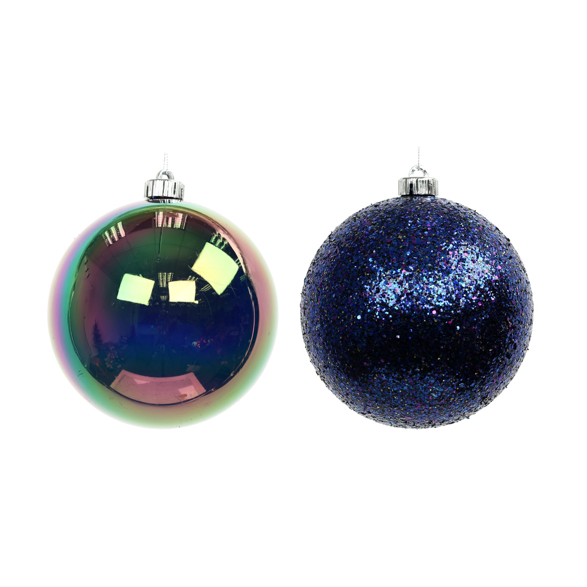slide 2 of 3, 6" Shiny Multicolor & Purple Glitter Plastic Ball Ornament Set By Ashland, 6 in