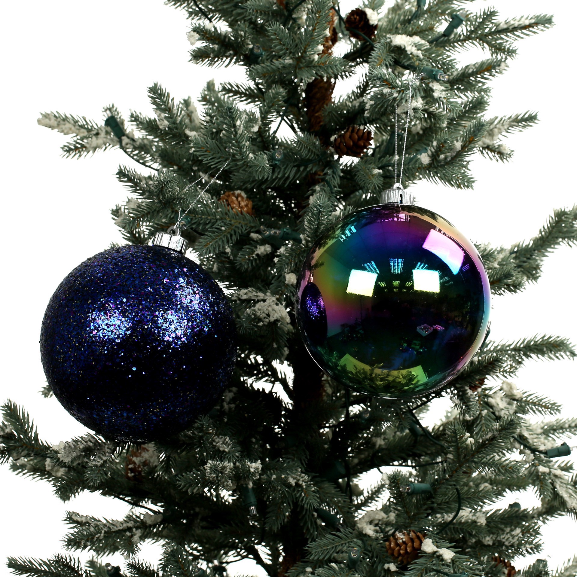 slide 3 of 3, 6" Shiny Multicolor & Purple Glitter Plastic Ball Ornament Set By Ashland, 6 in