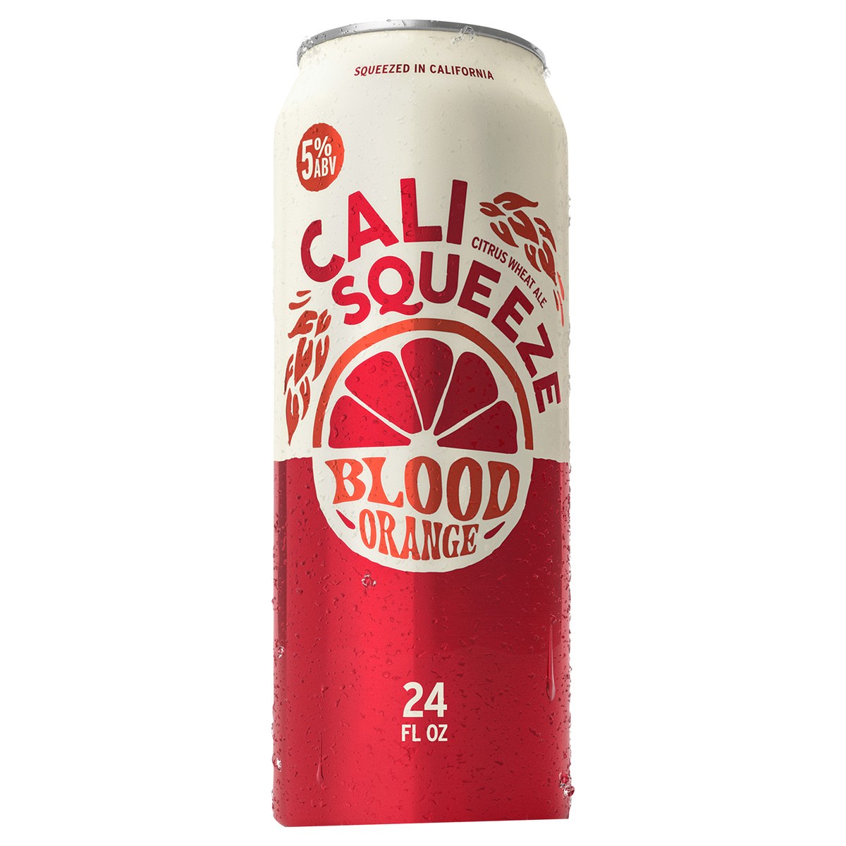 slide 1 of 10, Cali Squeeze Blood Orange Wheat Ale Craft Beer, 24 fl oz Can, 5% ABV, 24 fl oz