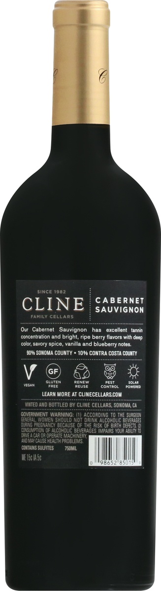 slide 8 of 8, Cline Cabernet Sauvignon Wine, 750 ml