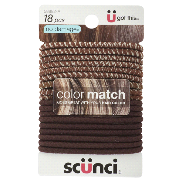 slide 1 of 1, scünci Beautiful Blends No Damage Ponytail Holders, Assorted, 18 ct