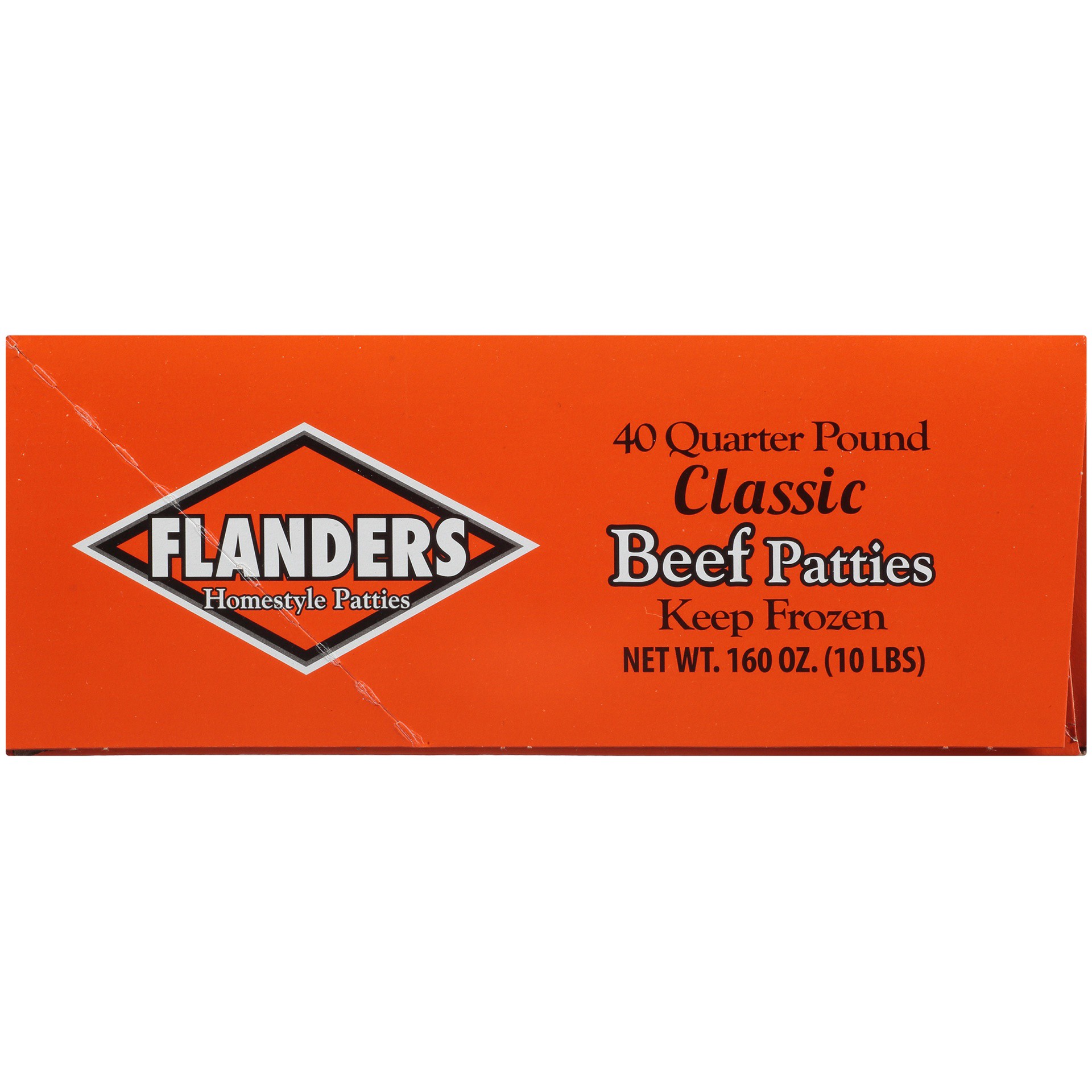 slide 2 of 8, Flanders Beef Patty, 160 oz