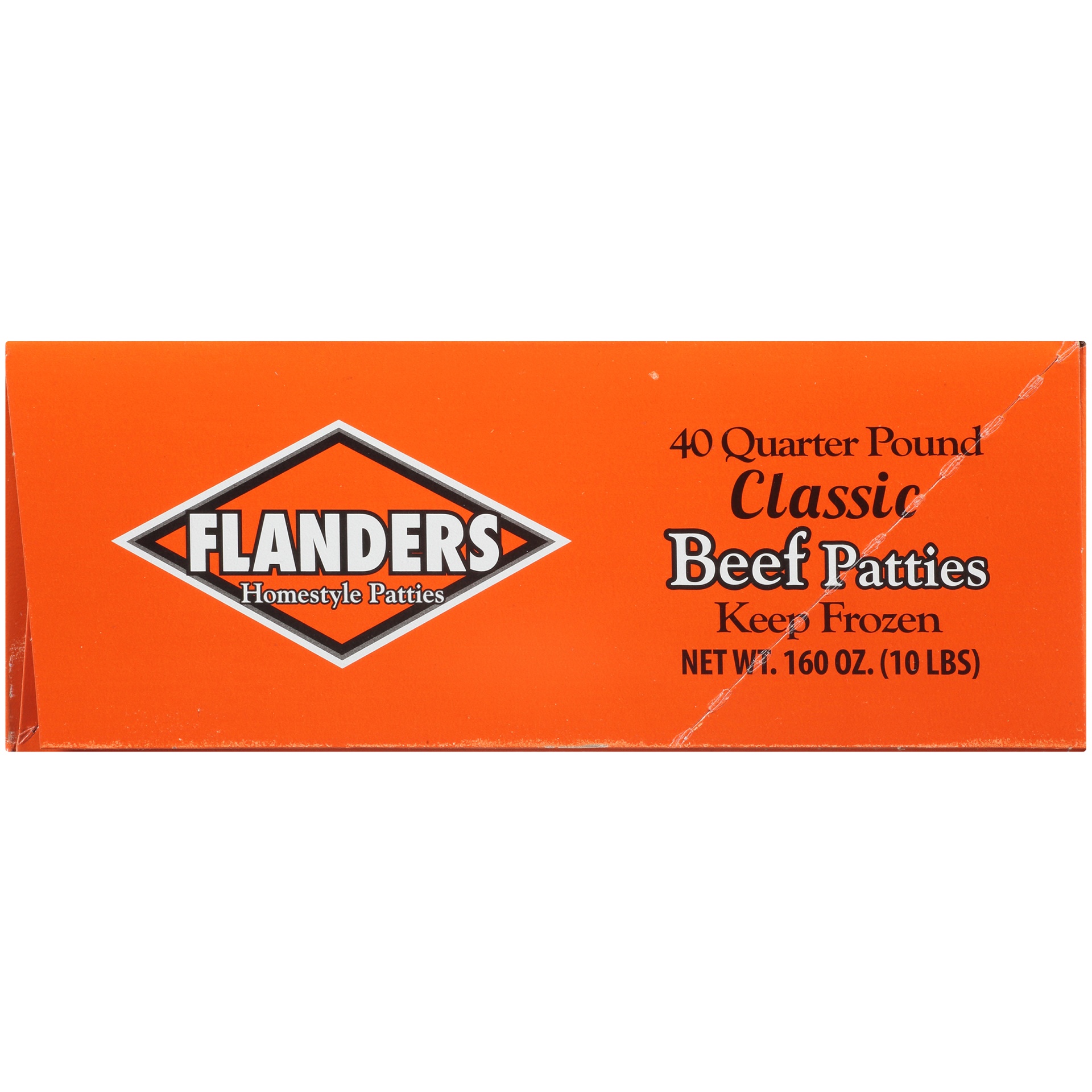 slide 4 of 8, Flanders Beef Patty, 160 oz