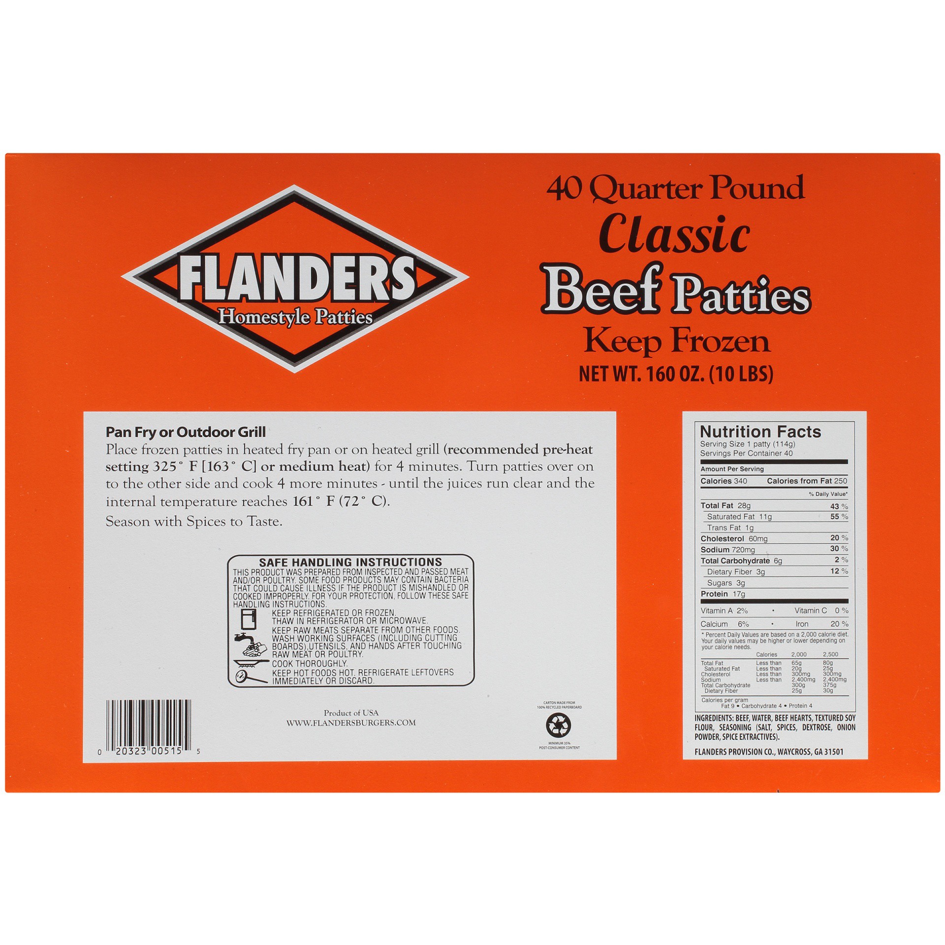slide 5 of 8, Flanders Beef Patty, 160 oz