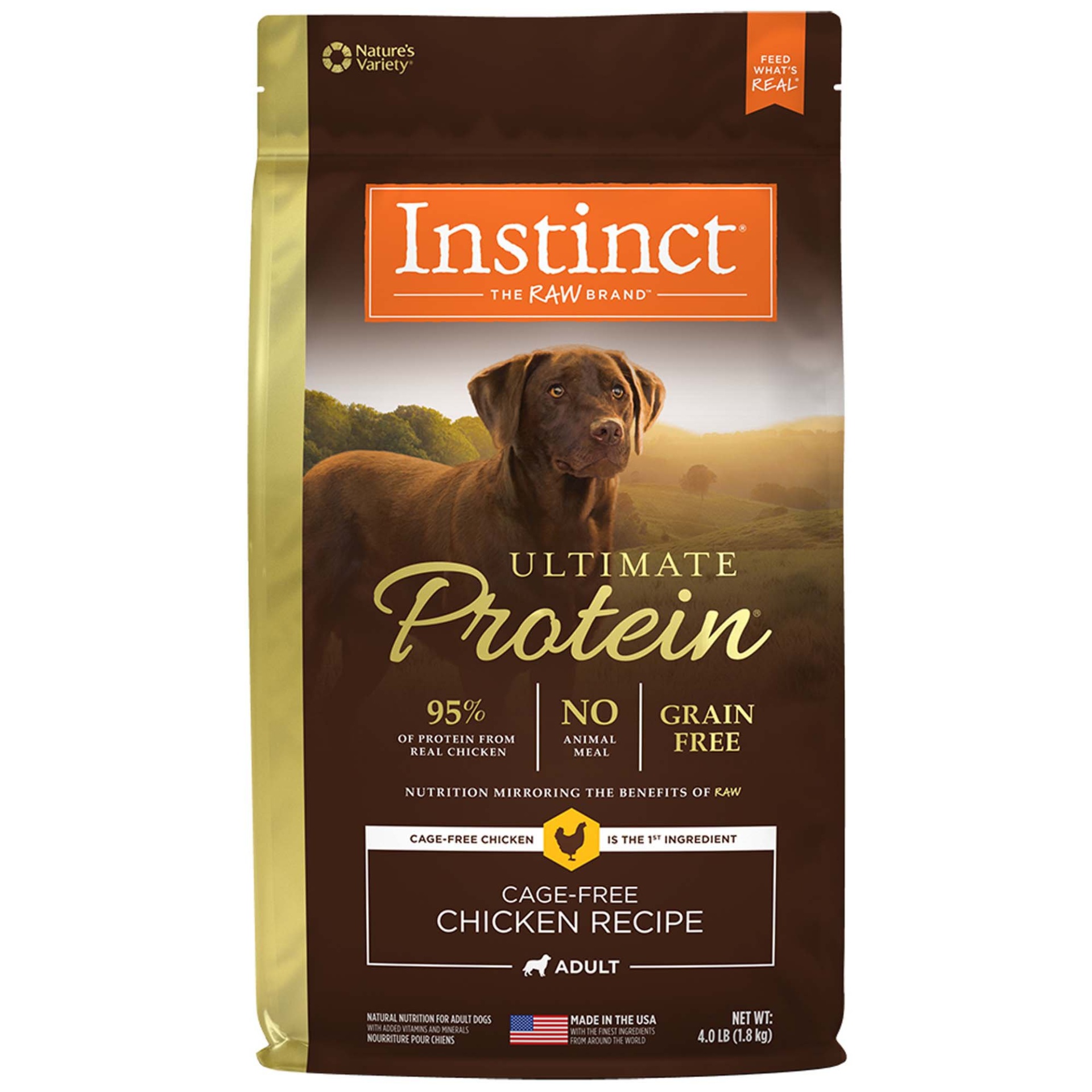 slide 1 of 1, Instinct Ultimate Protein Grain-Free Cage Free Chicken Recipe Natural Dry Dog Food by Nature's Variety, 4 lb