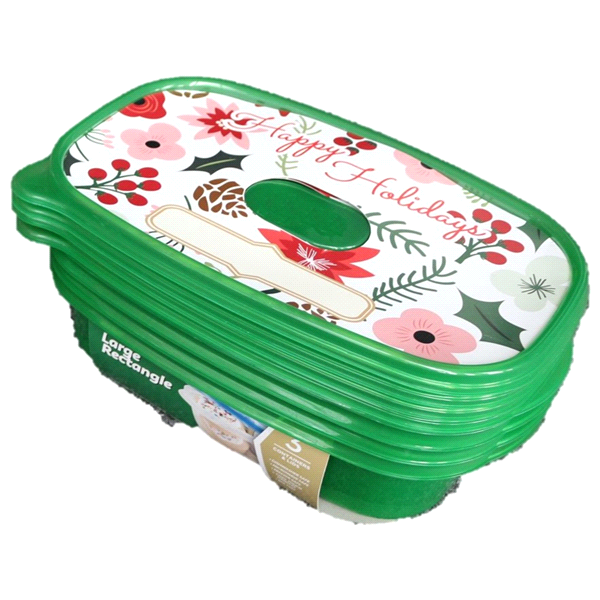 slide 1 of 1, Meijer Holiday Food Container Green Rectangle, 76 oz