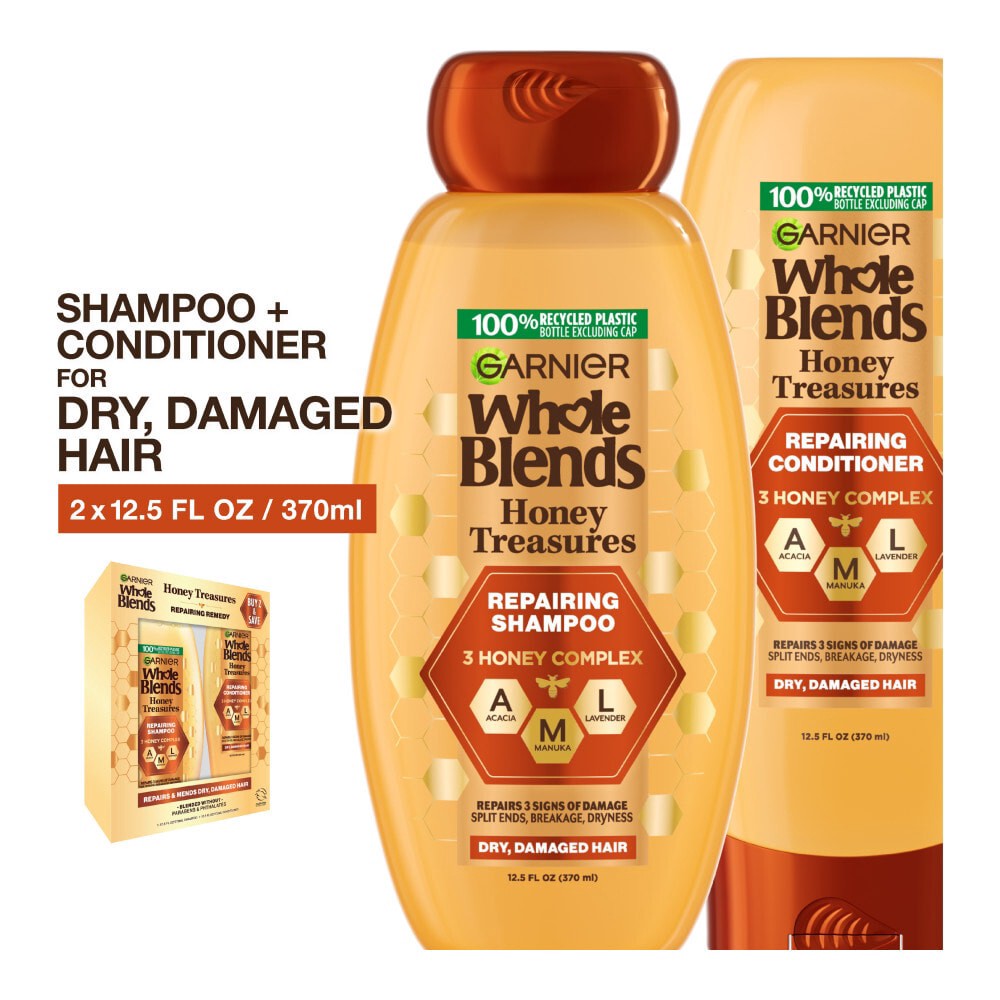 slide 1 of 1, Garnier Whole Blends Honey Treasures Shampoo And Conditioner Set, 2 ct