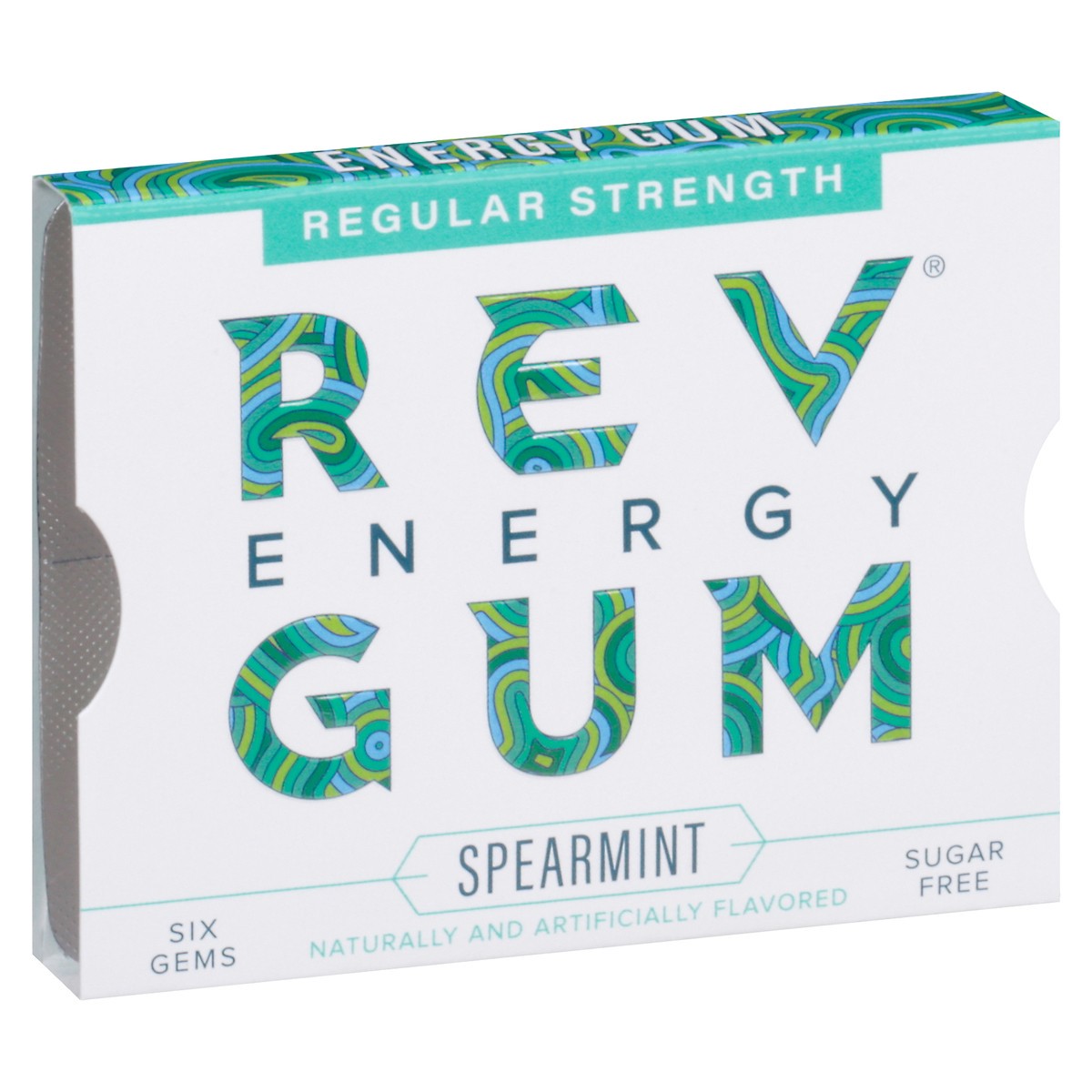 slide 4 of 9, Rev Sugar Free Regular Strength Spearmint Energy Gum 6 ea, 6 ct