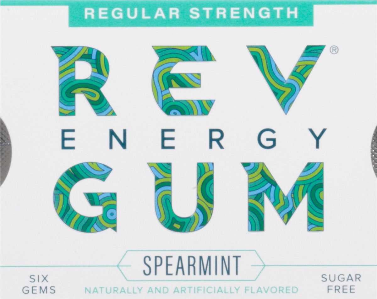 slide 5 of 9, Rev Sugar Free Regular Strength Spearmint Energy Gum 6 ea, 6 ct