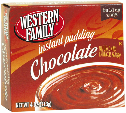 slide 1 of 1, Western Family Instant Pudding Chocolate, 3.9 oz