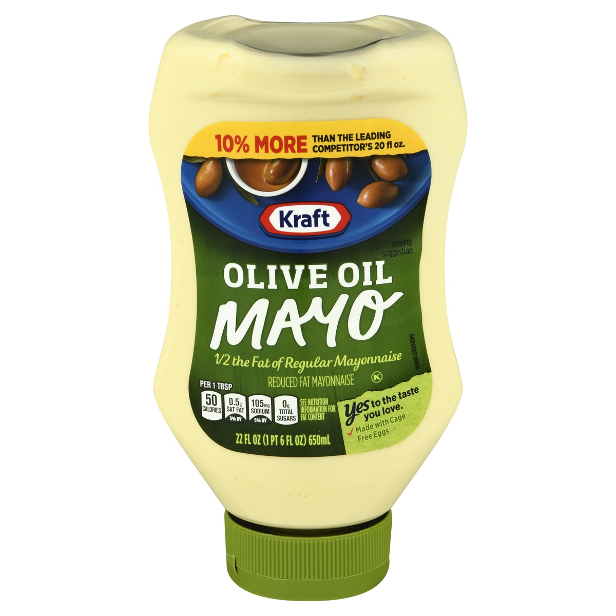 slide 1 of 11, Kraft Mayo with Olive Oil Reduced Fat Mayonnaise Bottle, 22 fl oz