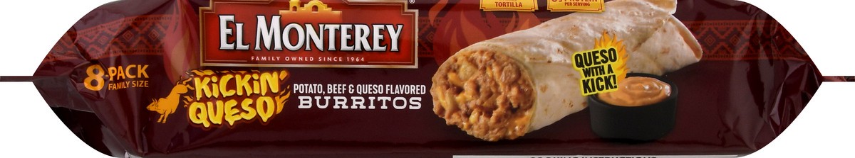 slide 11 of 12, El Monterey 8-Pack Family Size Kickin' Queso Burritos 8 oz, 8 ct