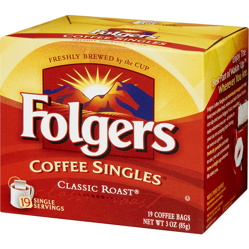 slide 3 of 9, Folgers Classic Roast Coffee Bags, 19 ct; 3 oz