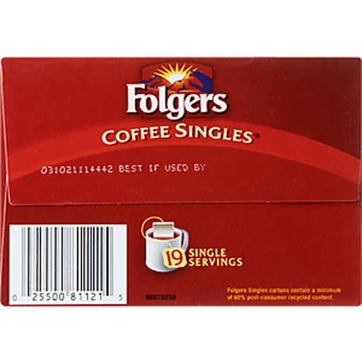 slide 9 of 9, Folgers Classic Roast Coffee Bags, 19 ct; 3 oz