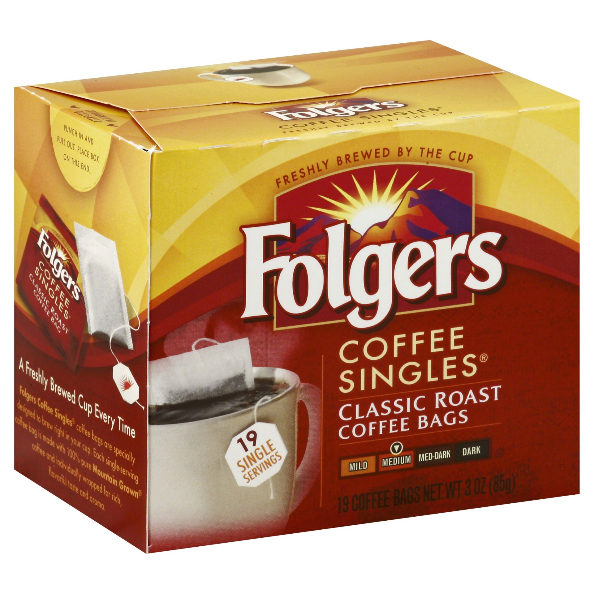 slide 1 of 9, Folgers Classic Roast Coffee Bags, 19 ct; 3 oz