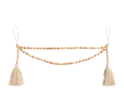 Double Swag Natural Wood Bead Garland
