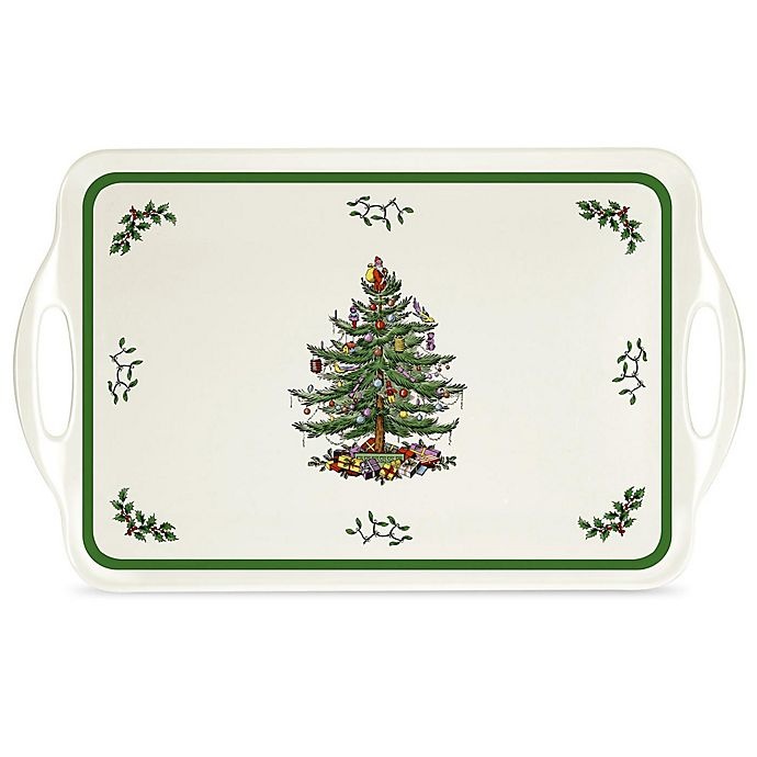 slide 1 of 1, Spode Pimpernel Christmas Tree Sandwich Tray, 15 in