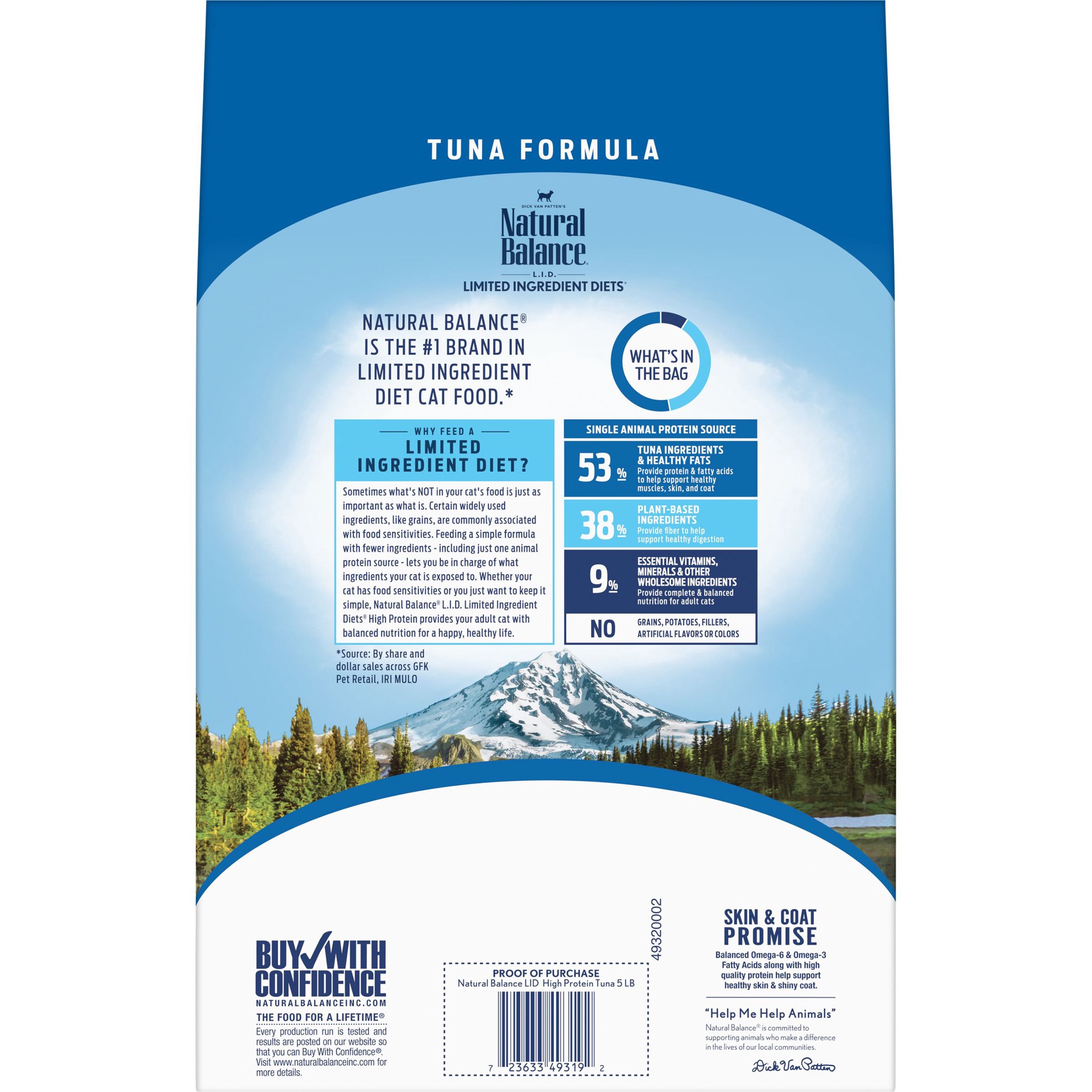 slide 2 of 5, Natural Balance L.I.D. Limited Ingredient Diets High Protein Dry Cat Food for Adult Cats, Tuna Formula, 5-Pound, 5 lb