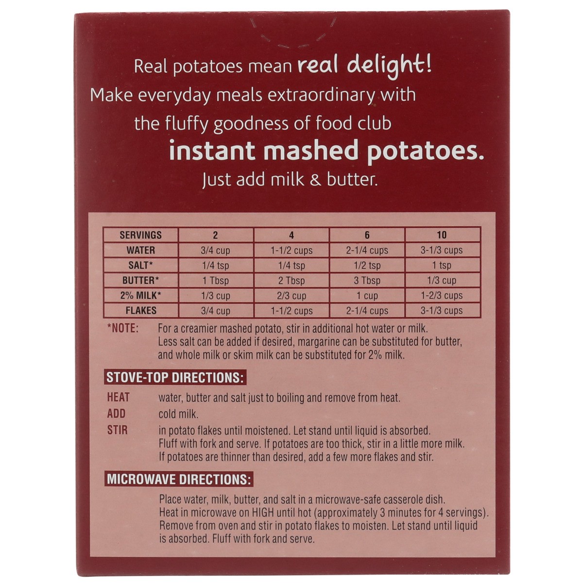 slide 8 of 9, Food Club Potato Flakes Instant Mashed Potatoes, 8 oz