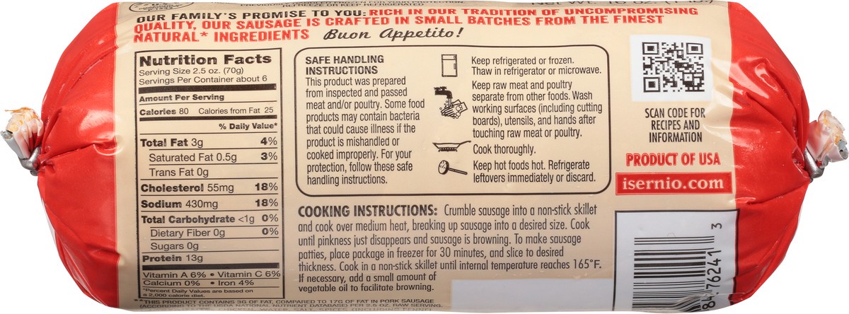 slide 3 of 9, Isernio's Hot Italian Chicken Sausage 16 oz, 16 oz