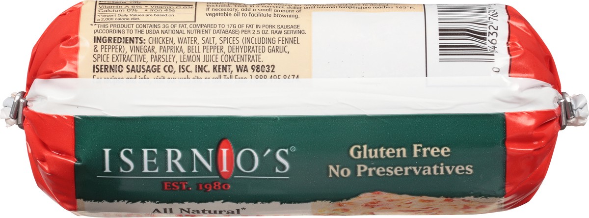 slide 7 of 9, Isernio's Hot Italian Chicken Sausage 16 oz, 16 oz