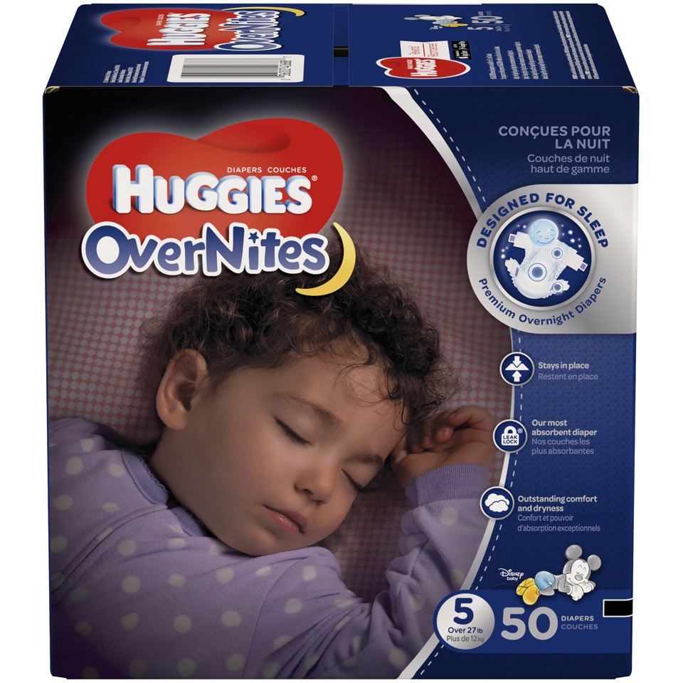 slide 1 of 3, Huggies Overnites Diapers Size 5, 50 ct