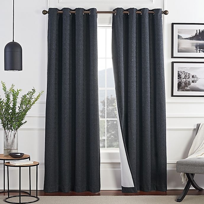 slide 1 of 5, Brookstone Malone Draftblocker Grommet Window Curtain Panel - Indigo, 108 in