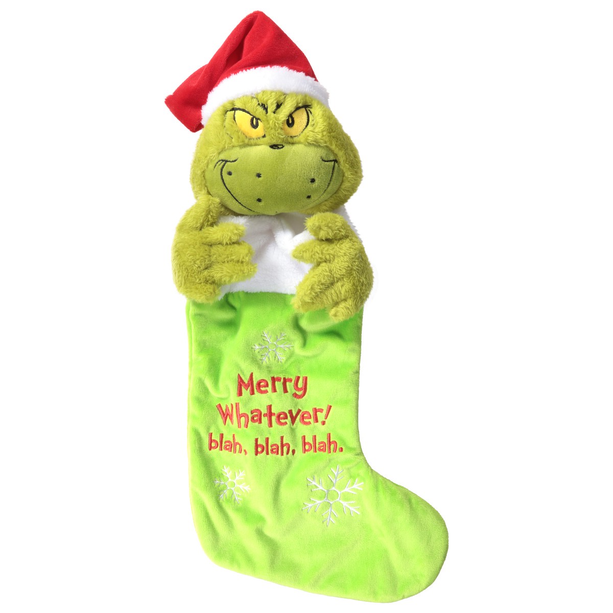 slide 3 of 4, Gru 3d Grinch Plush Stocking - Each, 1 ct