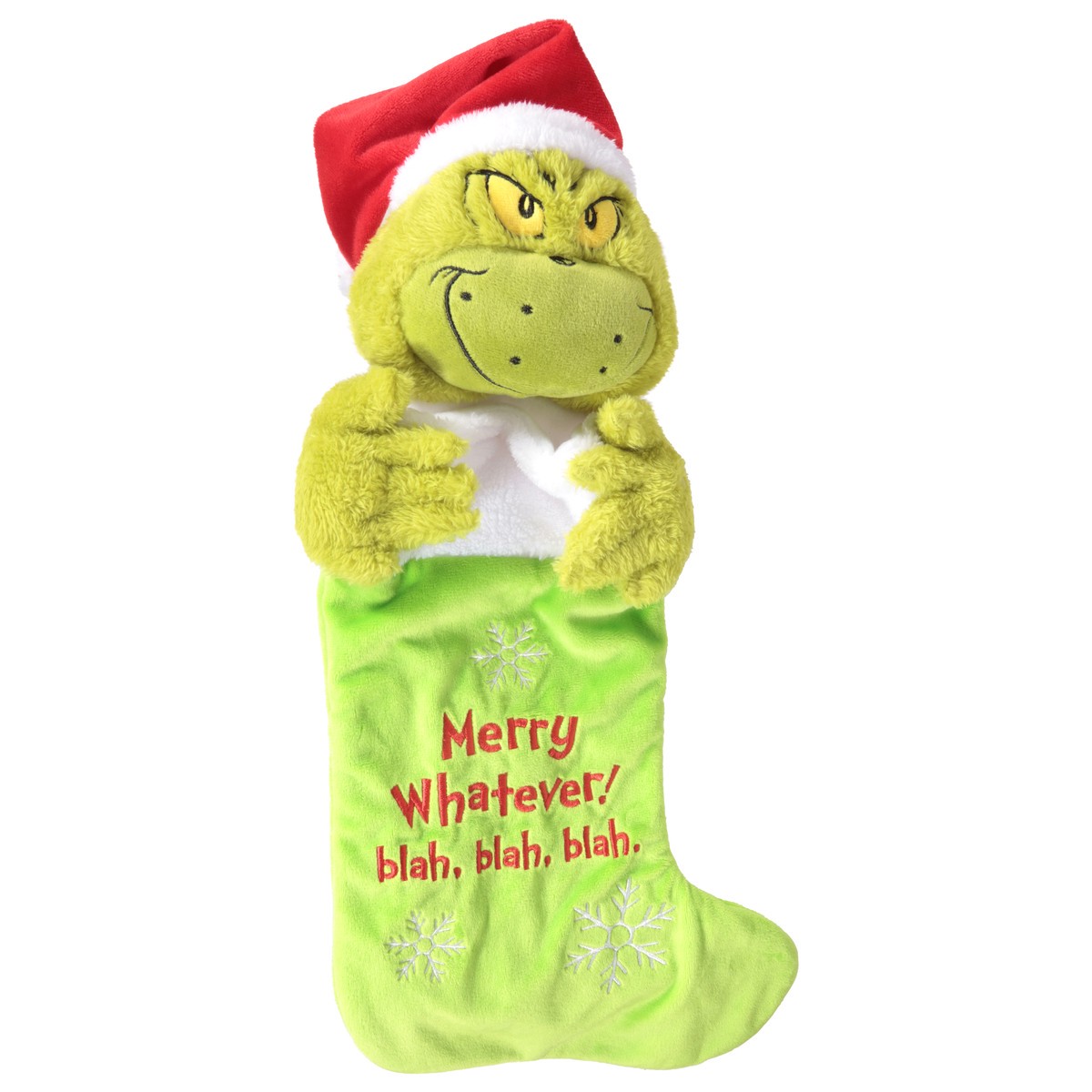 slide 2 of 4, Gru 3d Grinch Plush Stocking - Each, 1 ct