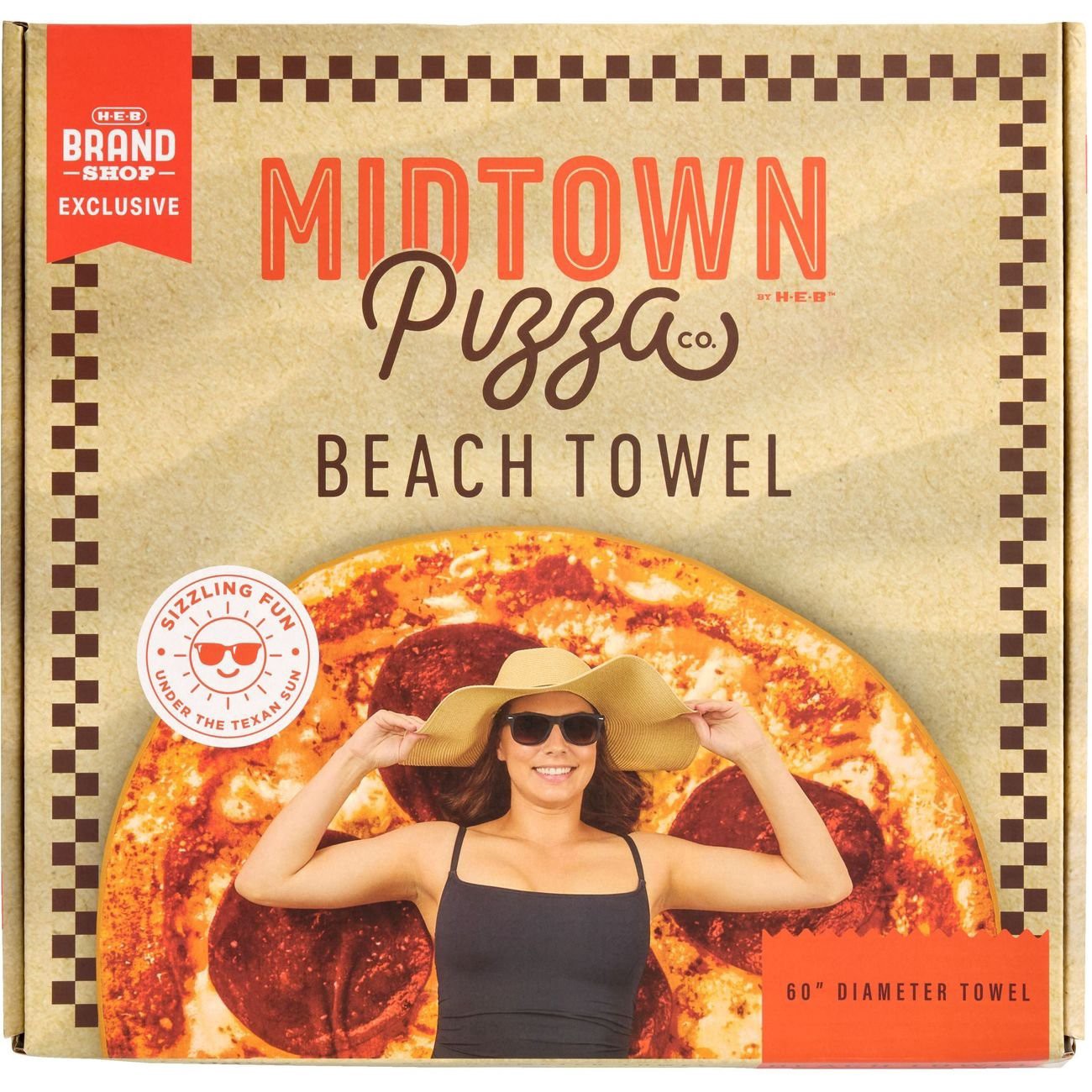 slide 1 of 1, H-E-B Brand Shop Midtown Pizza Beach Towel, 60ftft