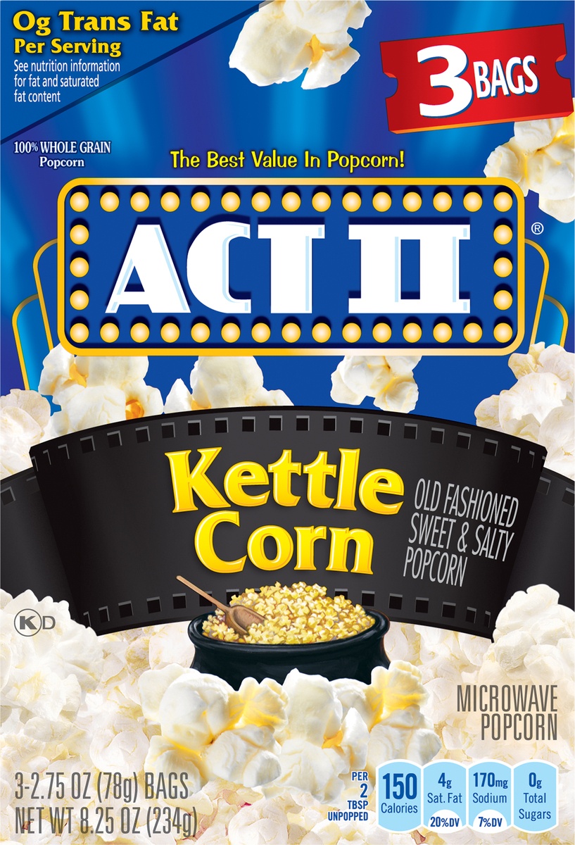 slide 9 of 11, ACT II Kettle Corn Popcorn, 8.25 oz