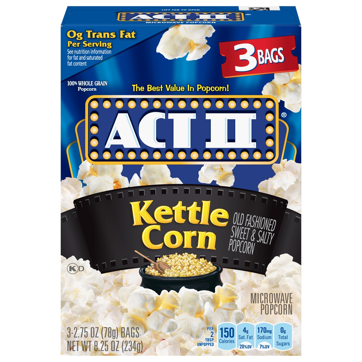 slide 1 of 11, ACT II Kettle Corn Popcorn, 8.25 oz