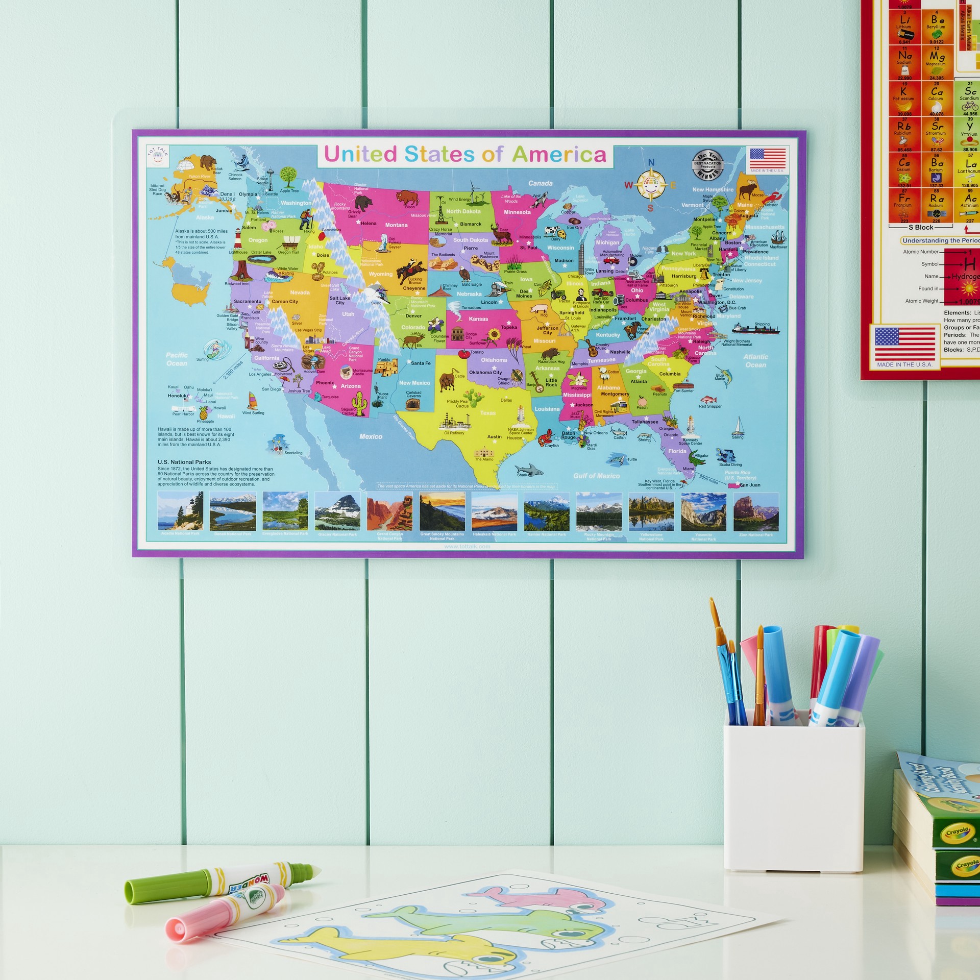 slide 2 of 5, Tot Talk United States Of America Placemat, 17.5 in x 11.5 in