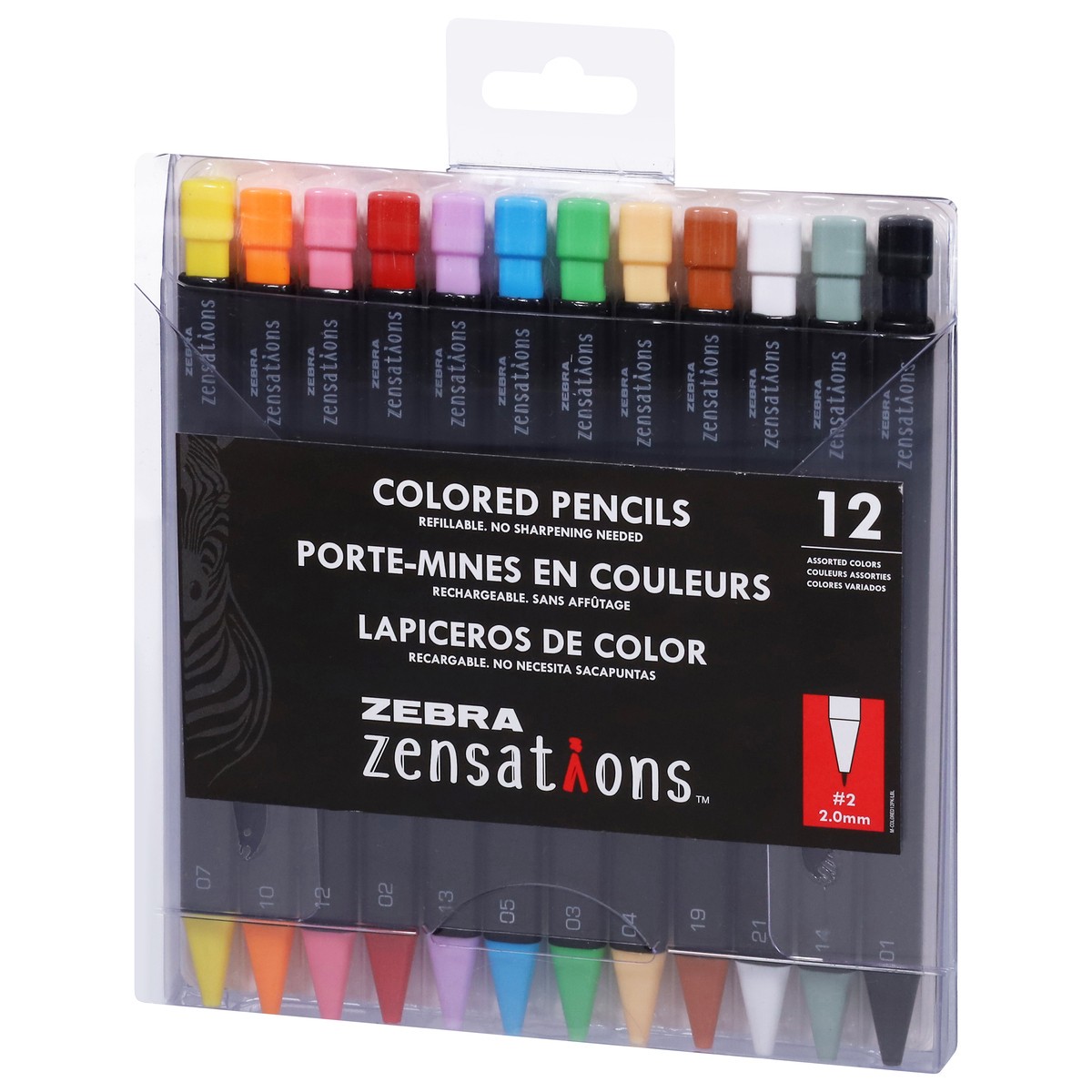 slide 2 of 12, Zebra Zensations 2.0mm Colored Pencils 12 ea, 12 ct