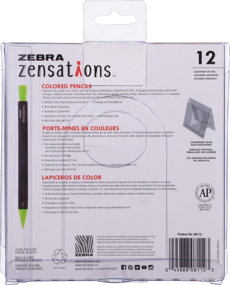 slide 8 of 12, Zebra Zensations 2.0mm Colored Pencils 12 ea, 12 ct