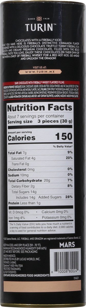 slide 3 of 13, Turin Fireball Non-Alcoholic Whisky Dark Chocolate 7.0 oz, 7 oz