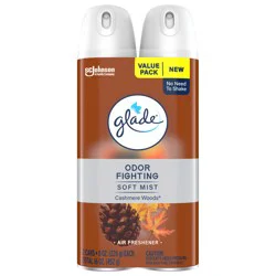 Glade Odor Fighting Soft Mist Air Freshener Room Spray, Cashmere Woods, 16.0oz, 2pk