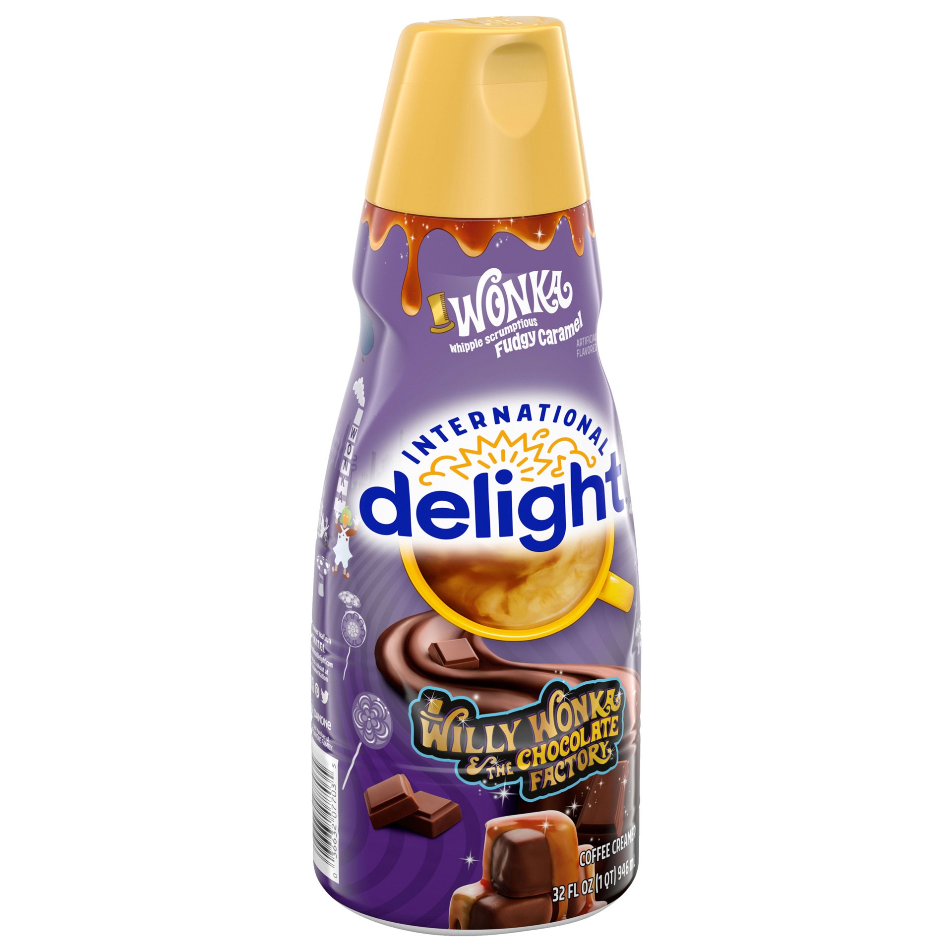 slide 3 of 5, International Delight Coffee Creamer, Wonka Whipple Scrumptious Fudgy Caramel, 32 oz., 32 fl oz