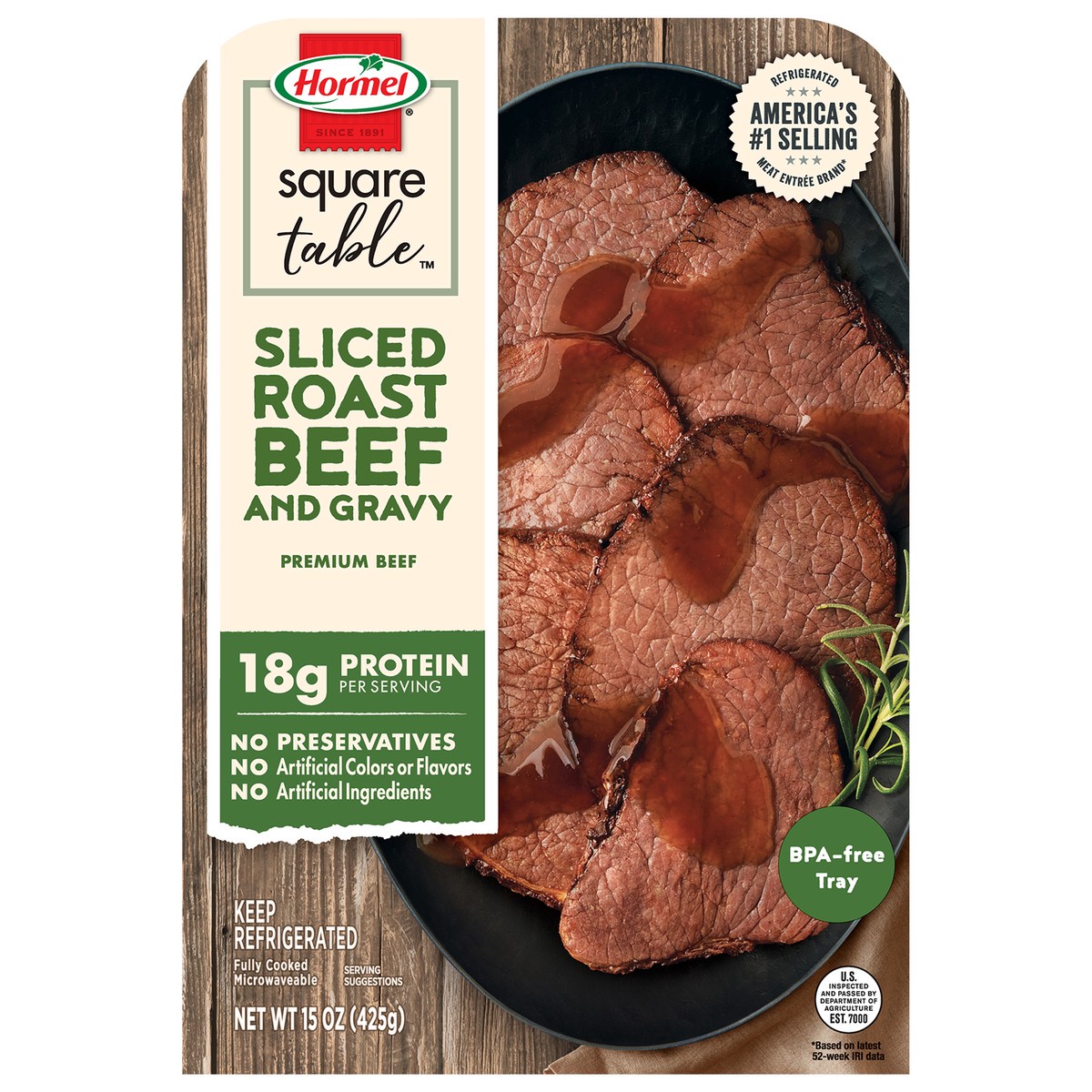 slide 1 of 7, Hormel Square Table Sliced Roast Beef and Gravy 15 oz, 15 oz