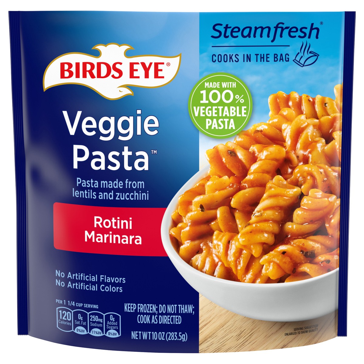 slide 1 of 16, Birds Eye Veggie Pasta Rotini with Marinara Sauce, Frozen Side, 10 oz. Bag, 10 oz
