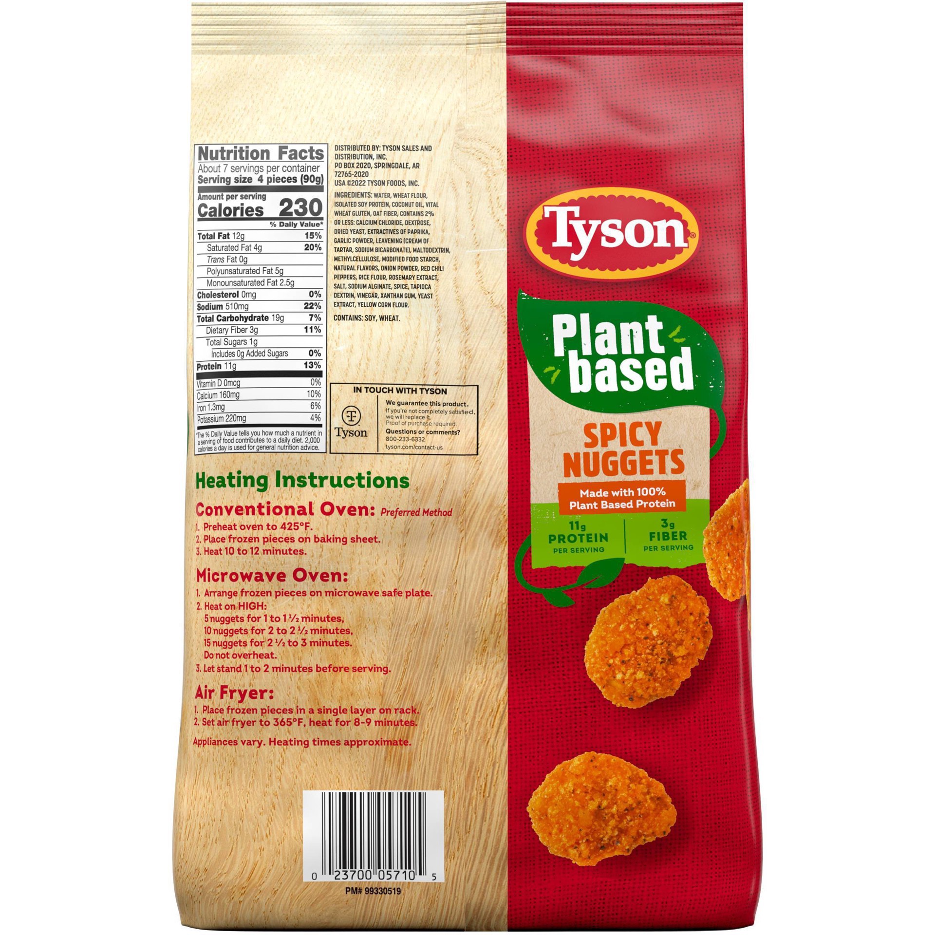 slide 2 of 2, Tyson Plant Based Spicy Nuggets, 22 oz Bag, 623.69 g