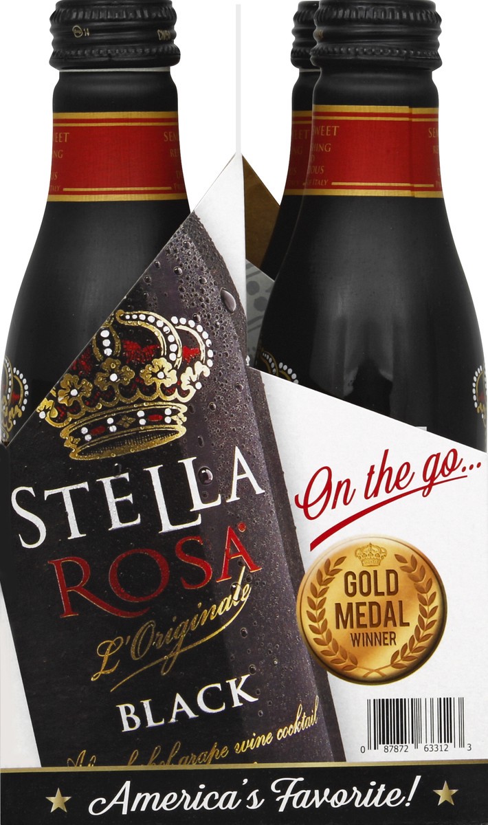 slide 3 of 6, Stella Rosa Black Semi-Sweet Red Wine (4 Pack) 250 ml, 250 ml