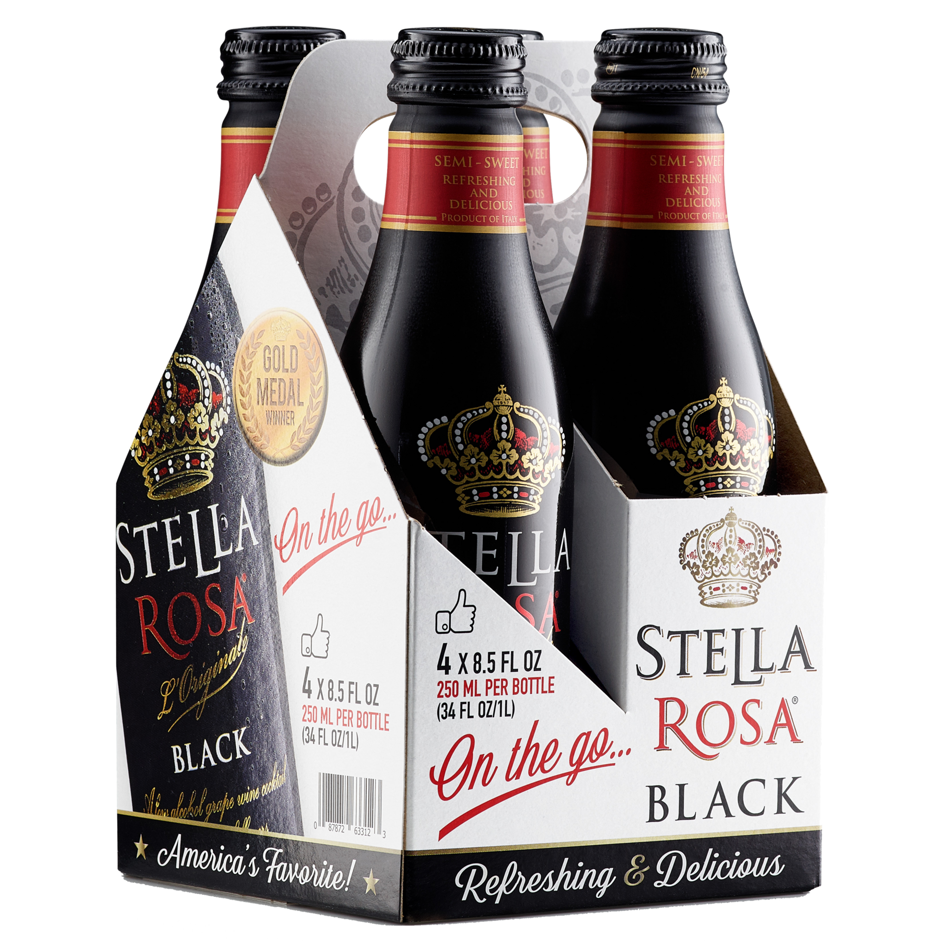 slide 1 of 6, Stella Rosa Black Semi-Sweet Red Wine (4 Pack) 250 ml, 250 ml